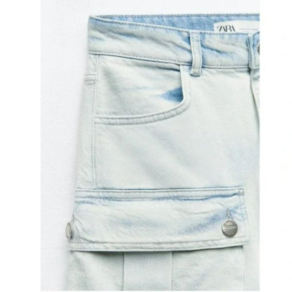 ZARA ZW MID-RISE BAGGY CARGO JEANS - Picture 6 of 6